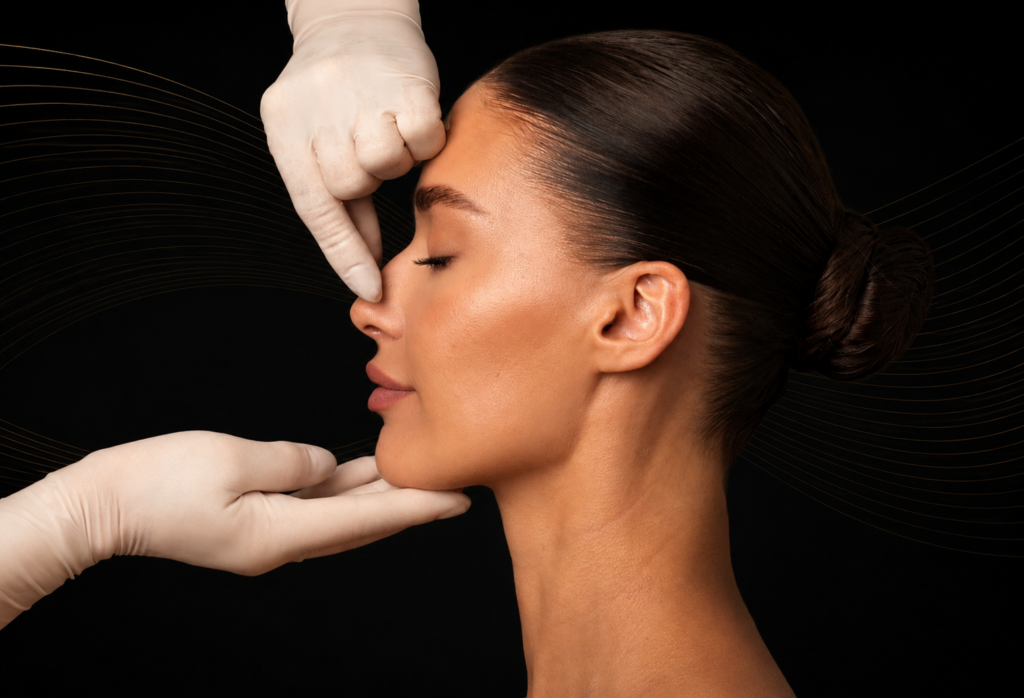 Facial assessment during a plastic surgery consultation